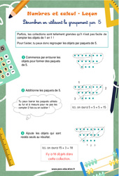 Dénombrer en utilisant le groupement par 5 - Séquence complète : 3eme Harmos - PDF à imprimer