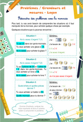 Résoudre des problèmes avec la monnaie - Cours, Leçon : 3eme Harmos - PDF gratuit à imprimer