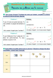 Résoudre des problèmes avec la monnaie - Exercices corrigés : 3eme Harmos - PDF à imprimer