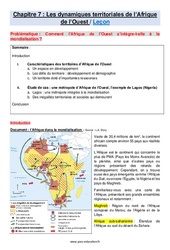 Les dynamiques territoriales de l’Afrique de l’Ouest - Cours : 10ème Harmos - PDF à imprimer