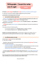 L’accord du verbe avec le sujet - Cours : 8ème Harmos - PDF à imprimer