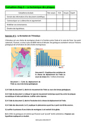 La tectonique des plaques - Examen Evaluation avec les corrigés : 11ème Harmos - PDF à imprimer