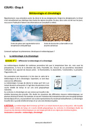 Météorologie et climatologie - Cours : 9eme Harmos - PDF à imprimer