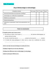 Météorologie et climatologie - Exercices corrigés : 9eme Harmos - PDF à imprimer