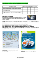 Météorologie et climatologie - Examen Evaluation avec les corrigés : 9eme Harmos - PDF à imprimer