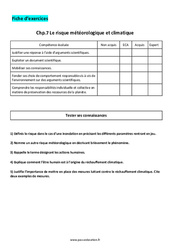 Exercice Le risque météorologique et climatique - Exercices corrigés : 10ème Harmos - PDF à imprimer