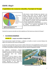 L'exploitation des ressources naturelles, l'exemple de l'énergie - Séquence complète : 11ème Harmos - PDF à imprimer