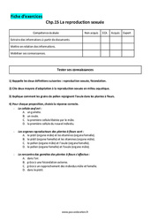 La reproduction sexuée - Exercices corrigés : 9eme Harmos - PDF à imprimer