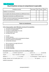 Système nerveux et comportement responsable - Exercices corrigés : 11ème Harmos - PDF à imprimer