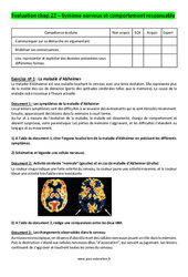 Système nerveux et comportement responsable - Examen Evaluation avec les corrigés : 11ème Harmos - PDF à imprimer