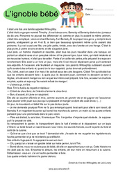 L'ignoble bébé - Récit - Lecture : 5ème Harmos - PDF à imprimer