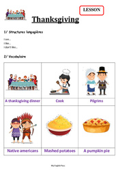 Thanksgiving - Cours, Leçon d'anglais  - Séquence 6 - My English Pass : 3eme, 4ème Harmos - PDF gratuit à imprimer