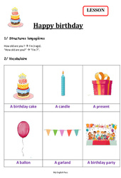 Happy birthday - Cours, Leçon d'anglais  - Séquence 7 - My English Pass : 3eme, 4ème Harmos - PDF gratuit à imprimer