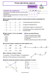 Droites, demi - droites, segments - Examen Evaluation de géométrie pour la  : 8ème Harmos - PDF à imprimer