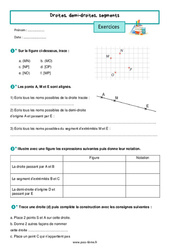 Droites, demi - droites, segments - Exercices de géométrie pour la  : 8ème Harmos - PDF à imprimer