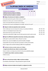 La phrase simple et la phrase complexe - Examen Evaluation de grammaire pour la  : 8ème Harmos - PDF à imprimer