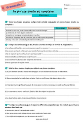 La phrase simple et la phrase complexe - Exercices de grammaire pour la  : 8ème Harmos - PDF à imprimer