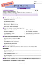 La phrase exclamative - Examen Evaluation de grammaire pour la  : 8ème Harmos - PDF à imprimer