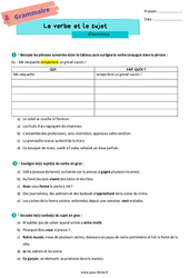 Le verbe et son sujet - Exercices de grammaire pour la  : 8ème Harmos - PDF à imprimer