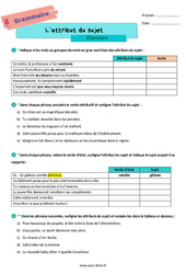 L’attribut du sujet - Exercices de grammaire pour la  : 8ème Harmos - PDF à imprimer