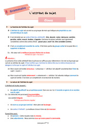 L’attribut du sujet - Cours de grammaire pour la  : 8ème Harmos - PDF à imprimer