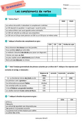 Les compléments de verbe - Exercices de grammaire pour la  : 8ème Harmos - PDF à imprimer