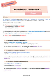 Les compléments circonstanciels - Cours de grammaire pour la  : 8ème Harmos - PDF à imprimer