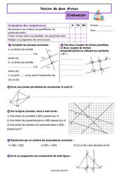 Position de deux droites - Examen Evaluation de géométrie pour la  : 8ème Harmos - PDF à imprimer