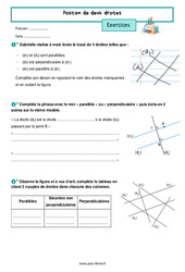 Position de deux droites - Exercices de géométrie pour la  : 8ème Harmos - PDF à imprimer