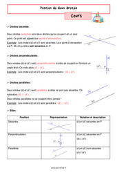 Position de deux droites - Cours de géométrie pour la  : 8ème Harmos - PDF à imprimer