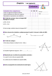 Les segments - Examen Evaluation de géométrie pour la  : 8ème Harmos - PDF à imprimer