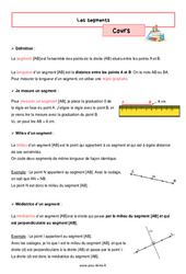 Les segments - Cours de géométrie pour la  : 8ème Harmos - PDF à imprimer