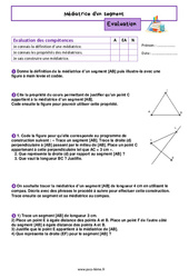 Médiatrice d'un segment - Examen Evaluation de géométrie pour la  : 8ème Harmos - PDF à imprimer