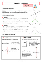 Médiatrice d'un segment - Cours de géométrie pour la  : 8ème Harmos - PDF à imprimer