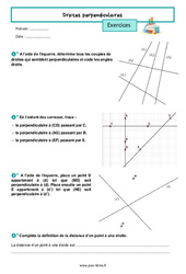 Droites perpendiculaires - Exercices de géométrie pour la  : 8ème Harmos - PDF à imprimer