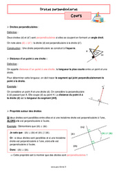 Droites perpendiculaires - Cours de géométrie pour la  : 8ème Harmos - PDF à imprimer