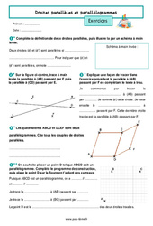 Droites parallèles et parallélogrammes - Exercices de géométrie pour la  : 8ème Harmos - PDF à imprimer