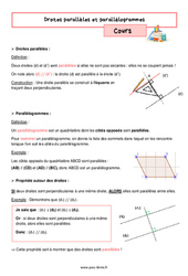 Droites parallèles et parallélogrammes - Cours de géométrie pour la  : 8ème Harmos - PDF à imprimer