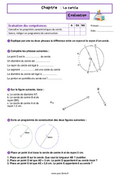 Le cercle - Examen Evaluation de géométrie pour la  : 8ème Harmos - PDF à imprimer