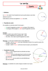 Le cercle - Cours de géométrie pour la  : 8ème Harmos - PDF à imprimer