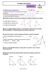 Triangles particuliers - Examen Evaluation de géométrie pour la  : 8ème Harmos - PDF à imprimer