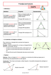 Triangles particuliers - Cours de géométrie pour la  : 8ème Harmos - PDF à imprimer