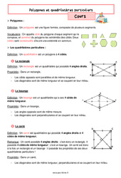 Polygones et quadrilatères particuliers - Cours de géométrie pour la  : 8ème Harmos - PDF à imprimer