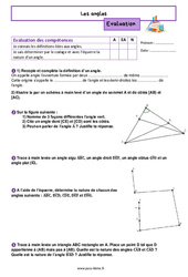 Les angles - Examen Evaluation de géométrie pour la  : 8ème Harmos - PDF à imprimer