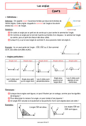 Les angles - Cours de géométrie pour la  : 8ème Harmos - PDF à imprimer