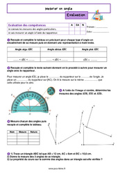 Mesurer un angle - Examen Evaluation de géométrie pour la  : 8ème Harmos - PDF à imprimer