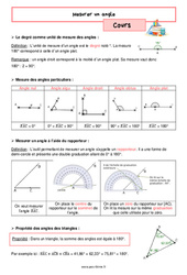 Mesurer un angle - Cours de géométrie pour la  : 8ème Harmos - PDF à imprimer