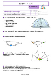 Construire un angle - Examen Evaluation de géométrie pour la  : 8ème Harmos - PDF à imprimer