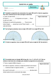 Construire un angle - Exercices de géométrie pour la  : 8ème Harmos - PDF à imprimer