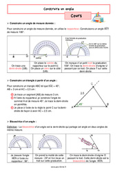 Construire un angle - Cours de géométrie pour la  : 8ème Harmos - PDF à imprimer